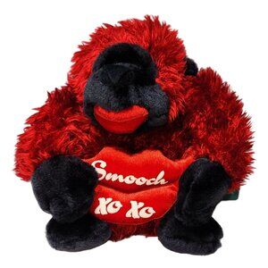 Dan Dee Valentine's Day Red Fuzzy Gorilla w/ Lips Smooch XOXO Plush Stuffed Anim